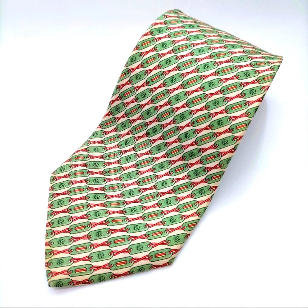GUCCI necktie in green, red, and beige - Picture 3 of 14